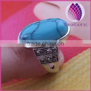 2015 Wholesale Fashion Wedding Tibetan Silver Tibet Turquoise Ring thumbnail-2
