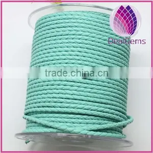 Light Green 3.0mm Braided Real Leather Cord for Bracelet thumbnail-1
