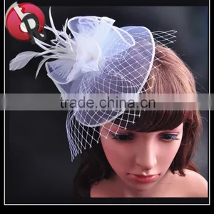 Party Women Feather Fascinator Handmade Wedding Lace Flower Hair Clip Accessory thumbnail-1