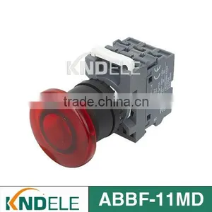 22mm LED Lamp Mushroom Push Button Switch Silver Contacts ABBF-11MD thumbnail-1