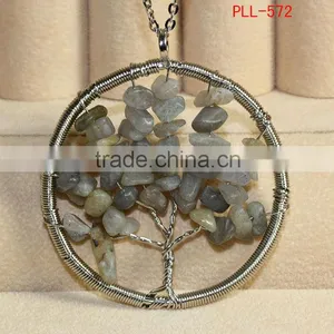 Wholesale Tree of Life Labradorite Stone Pendants thumbnail-1