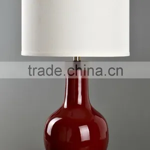 Four Colors Available Metal Base Ceramic Body With Fabric Lampshade Modern Desk Lamp Bedroom Living Room Dining Room Table Lamp thumbnail-1