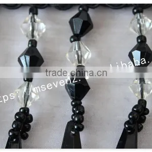 High Quality 8cm Width Black Handmade Wholesale Rhinestone Trim Fringes thumbnail-4