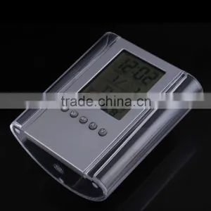 Plastic Transparent Multifunctional Pen Holder Calendar Timer Thermometer Clock thumbnail-4