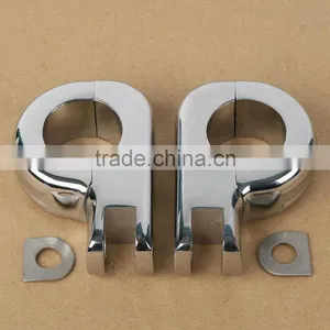 Chrome FootPeg Mounting Kit for Dyna Sportster 883 1200 32mm Highway Bars thumbnail-1