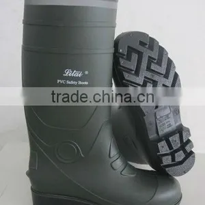 2016 Pvc Safety Boots With Reflective Article Black Boot With Steel Toe Cap and Midsole thumbnail-3