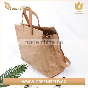 ECO Simple Tote Handbag Washable Kraft Paper Handle Shopping Bag thumbnail-3