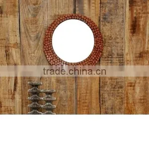 Indian Handicraft Round Metal Wall Mirror thumbnail-1