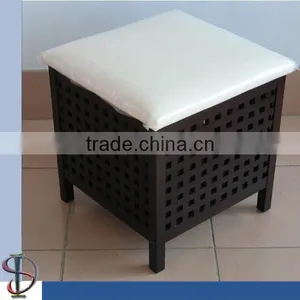 Black Wooden Storage Bench, Ottomans thumbnail-1