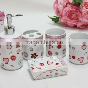 Flower Ceramic Bathroom Accessories Set thumbnail-2