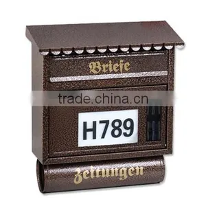 FQ-130 Metal Iron Mailbox Cast Iron Mailbox Through the Wall Newspaper Tube Paint Coating Mailbox With House Numbers thumbnail-2