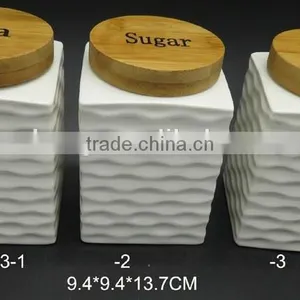 White Colour Coffee Sugar Tea Ceramic Storage Jar thumbnail-4