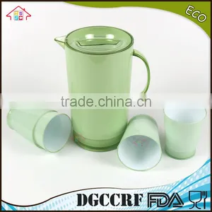 NBRSC Set of 5 Pcs Plastic ps Cold Water Kettle Double Layer Drinking Tea Pot pp Water Jug With Cups thumbnail-4