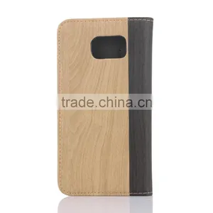 Nature Wood Grain PU Card Bumper/pocket Cell Phone Case for Samsung thumbnail-5