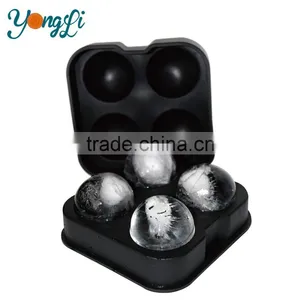 Ice Ball Maker Mold - Black Food-Grade Silicone Tray With 4 X 4.5 cm Capacity - Forget Ice Cube Trays thumbnail-1