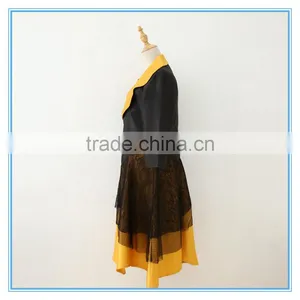 High Quality Lace Stitching Contrast Color Neck Collar Design Of Ladies Suits thumbnail-2