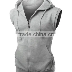 OEM New Design Cotton Plain Wholesale Sleeveless Hoodie Women Vest With Pocket thumbnail-3