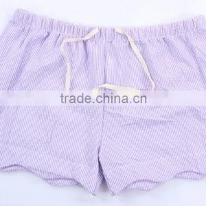 New Arrival Fashionable Scalloped Monogrammed Seersucker Shorts thumbnail-3