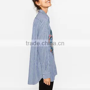 Guangzhou Women's Striped Embroidered Shirt thumbnail-2