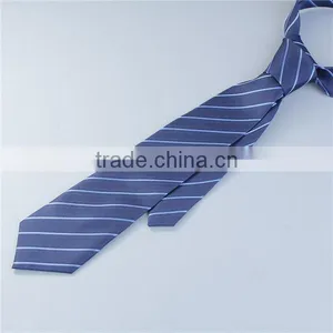 Polyester Necktie Navy Blue Stripe Fashion Necktie For Men thumbnail-1