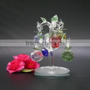 High Quality Faceted Crystal Apple Tree With Metal Leaf Crafts thumbnail-1