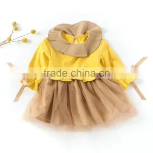 B22640A Autumn New Fashion Girls Bow Tie Ribbon Gauze Long Sleeves Dress thumbnail-4