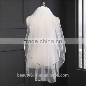 2017 Wholesale Bridal Veils Hot Sale Short Elegant Bridal Wedding Veils Fashionable Short Tulle Wedding Bridal Veils HL32 thumbnail-3