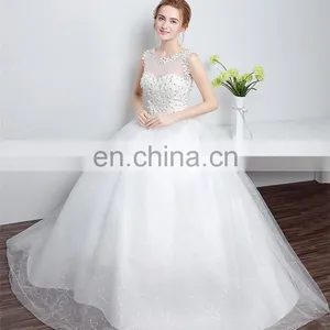 HS1607 Vintage Applique Sleeveless Customized Plus Latest Bridal Wedding Gown Design thumbnail-4