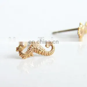 Teeny Tiny Seahorse Stud Earrings Nautical Jewelry Bridesmaid Gift Simple Modern Jewelry thumbnail-4