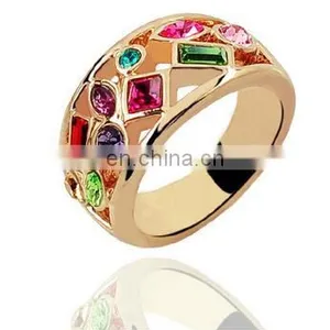 Fashion Thumb Forefinger Middle Finger Rings for Men Women Unisex With Austrian Crystal Gold Plated thumbnail-1