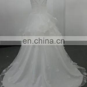 EBX-143 V-neck Chiffon Top With Flowers Wedding Gown thumbnail-2