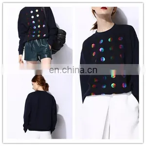 Online Shopping New Design Ladies Shirt Gradient Color Dot Printed Long Sleeve Crewneck Fleece Sweatshirt for Women thumbnail-1