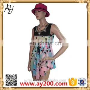 Wholesale Newest Design Dress Rainbow Chiffon Short Dress Print Dress thumbnail-3
