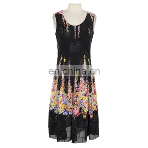 Floral Print Mesh Batik Dress Old Women Wear Guangzhou Designer thumbnail-3