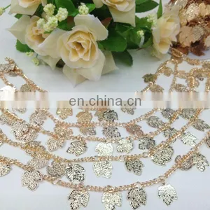 Hot Sell Leave Metal Chain Trimming Sew on Clothing Bags or Shoes Garment Accessories thumbnail-1