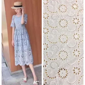 Voile Embroidered Pattern Plain White Lace Cotton Fabric thumbnail-2
