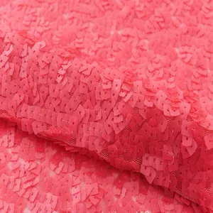 All Over Embroidery Big Mermaid Pink Reversible Dubai Large Sequin Fabric thumbnail-1