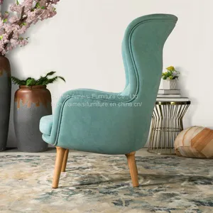 Modern Wood Leg Fabric Cushion Armchair Fiberglass Inner Shell Chair thumbnail-4