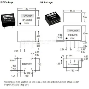 TPE1212D is 1W DC/DC Converters DIP 12Vin12Vout Power Supply thumbnail-2
