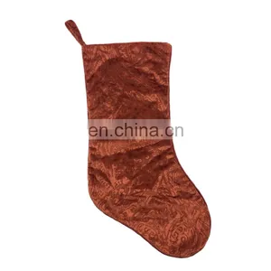 Wholesale Decorative Faux Burn Out Paisley Red Christmas Socking for Christmas thumbnail-2