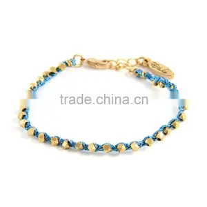 Cotton Rope Woven Alloy Bead Bracelet With Lobster Clasp thumbnail-5