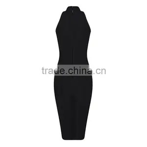 Summer Dress Wholesale Luury 2016 New Fashion Black High Neck Sey Women Evening Party Bandage Dress Bandage Bodycon Women Wearin thumbnail-3