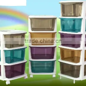 3 Layers Colorful Transparent Plastic Storage Drawers thumbnail-2