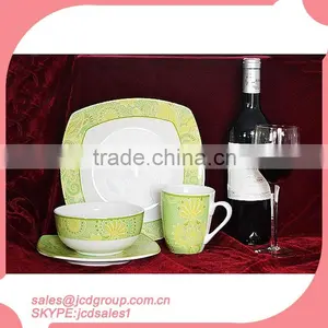 20pcs High Quality Square Shape Fine Decal Porcelain Dinner Set thumbnail-2