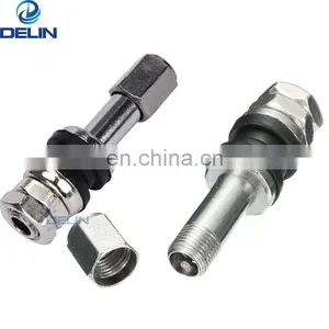Chrome TR43E TR48E Metal Clamp-in Motorcycle Tubeless Tyre Valve Stem Wheel Schrader Valves thumbnail-1
