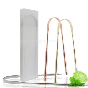 New Arrival Arc Scraper 304 Stainless Steel Tongue Scraper With Travel Plastic Sleeve thumbnail-1