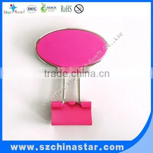 China Stationery Supplier Red Color Logo Metal Binder Clip thumbnail-1