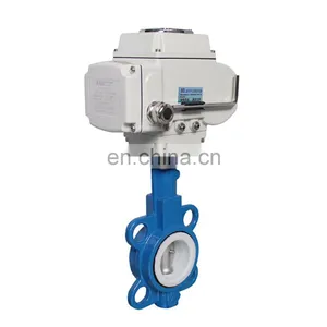 COVNA DN100 PN16 4 Inch 12 Volt PTFE Lined Wafer Type Electric Actuator Butterfly Valve Cast Iron Motorized Electric Butterfly Valve thumbnail-5