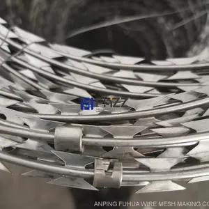 SS304 Stainless Steel Concertina Razor Wire Gray Bright Type BTO-22 Diameter 50cm thumbnail-2