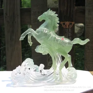 Liuli Crystal Glass Fish Lotus Office Feng Shui Decorative Pen Holder thumbnail-4